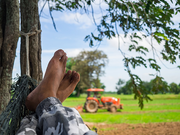 PAGE MOVED - Resting Farmer, Tractor in a Field